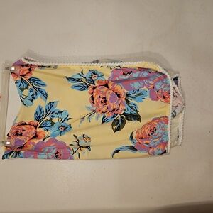 Floral Swim Coverup in Yellow and Blue